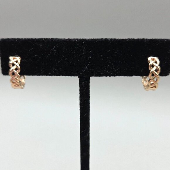 Celtic Knot Gold Plated Hoop Earrings Small Stylish Design Everyday Jewelry - Picture 1 of 7